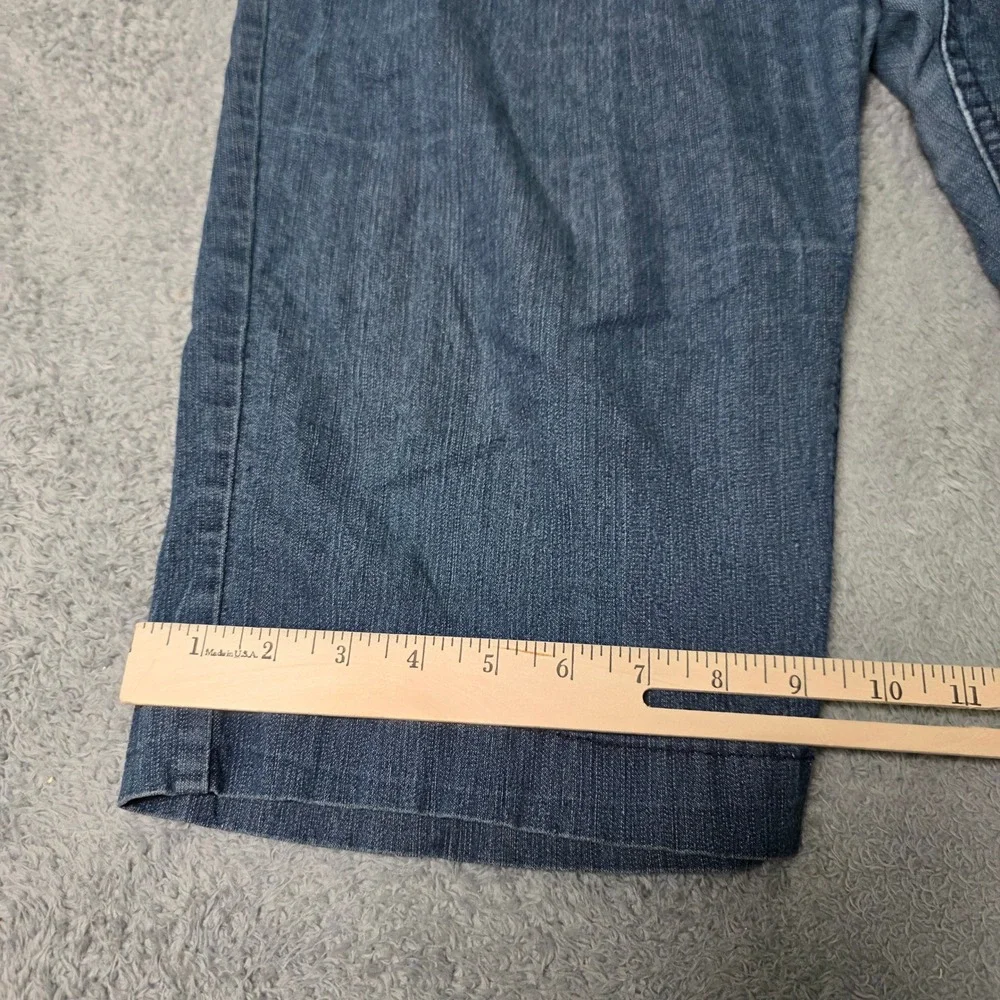 DKIN Womens 18W Denim Bermuda Shorts Blue Stretch Mid Rise Button Flap Pockets